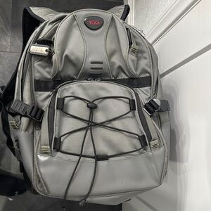 Tumi Gray Backpack with Durable Fabric and Padded Straps